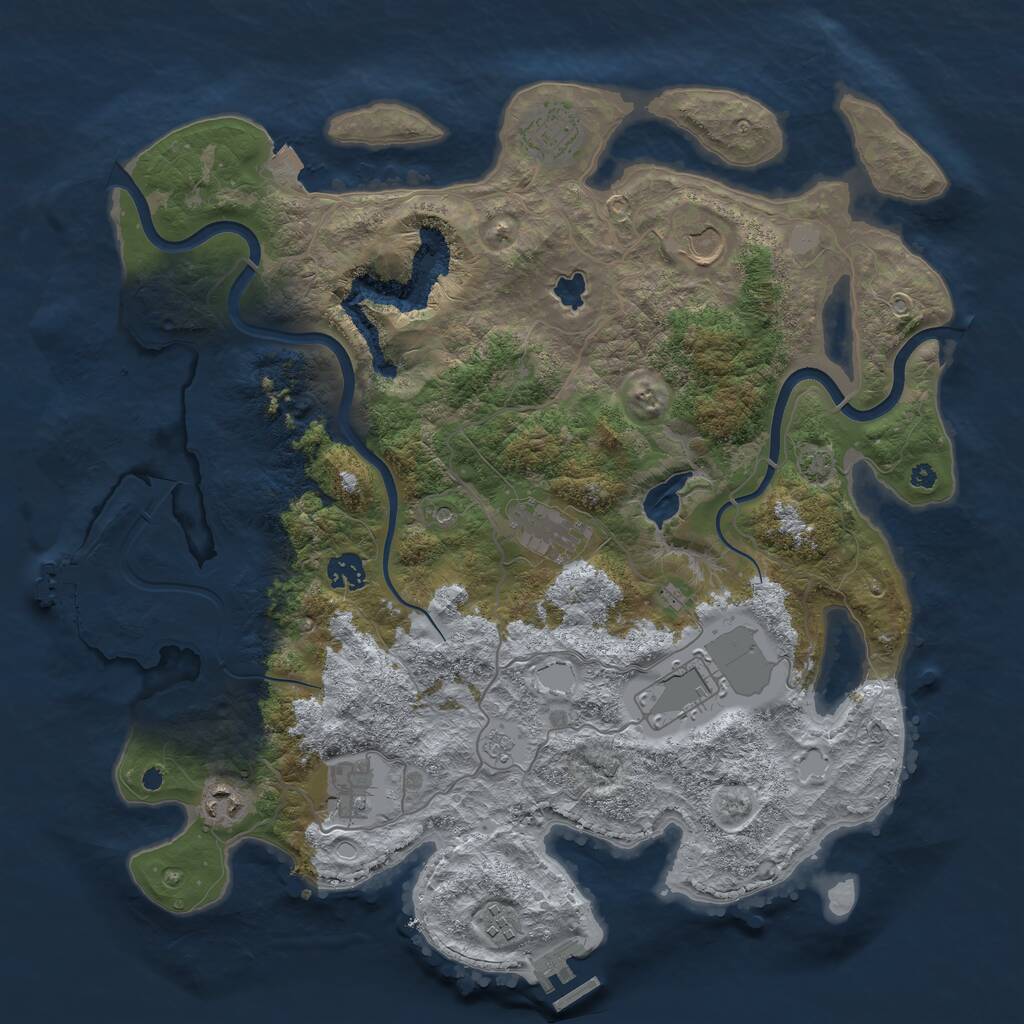 Rust Map: Procedural Map, Size: 4000, Seed: 1845049552, 14 Monuments
