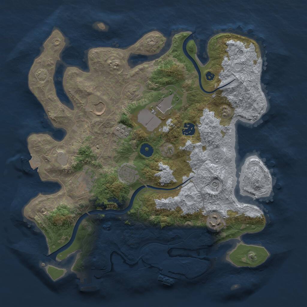 Rust Map: Procedural Map, Size: 3500, Seed: 587453234, 13 Monuments