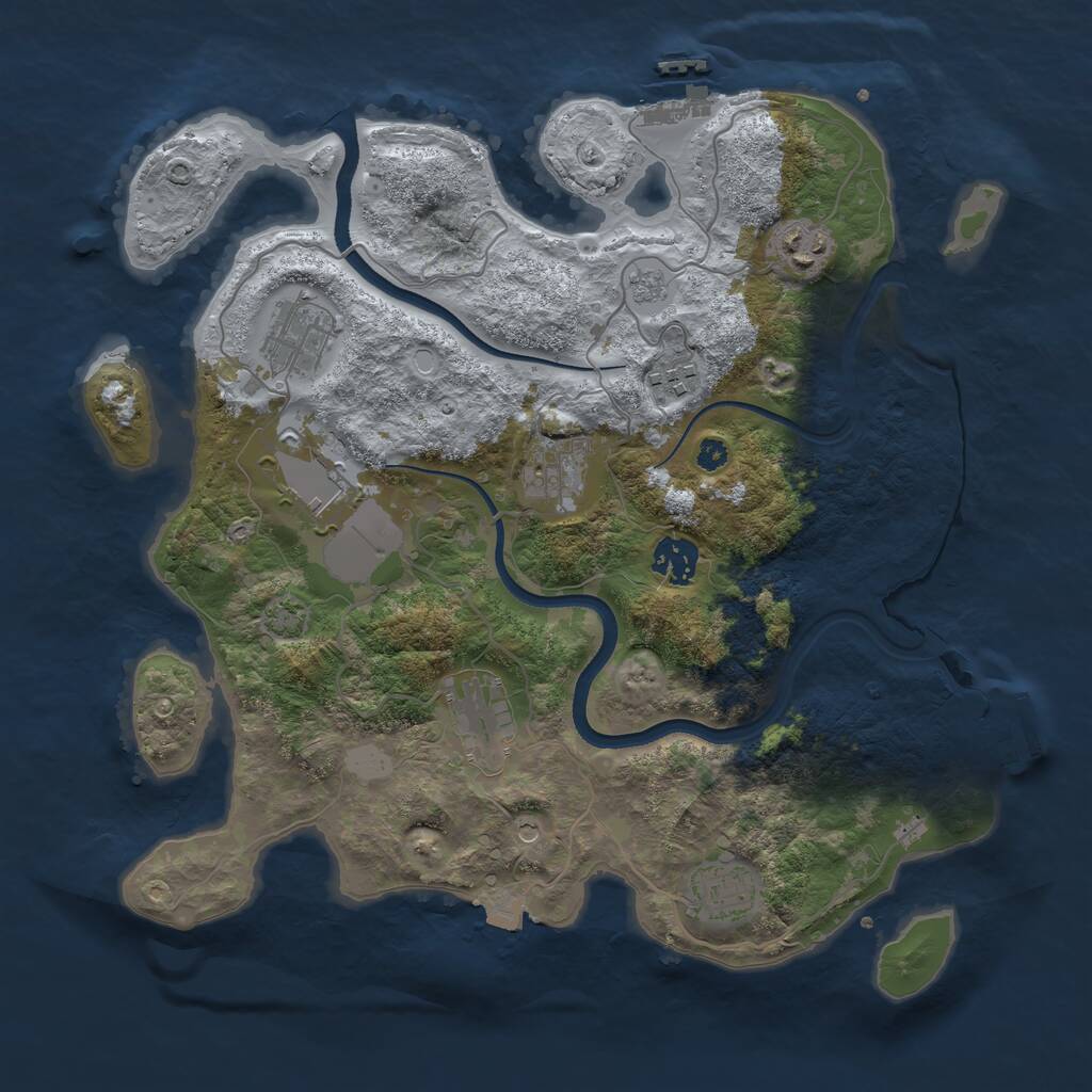 Rust Map: Procedural Map, Size: 3500, Seed: 623360597, 14 Monuments