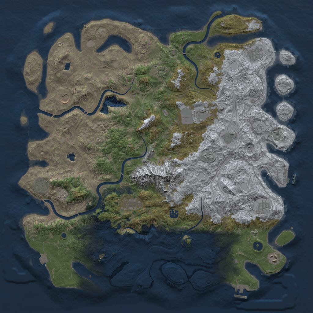 Rust Map: Procedural Map, Size: 5000, Seed: 477067659, 17 Monuments