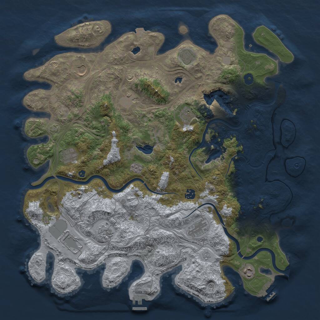 Rust Map: Procedural Map, Size: 4500, Seed: 1214357583, 17 Monuments