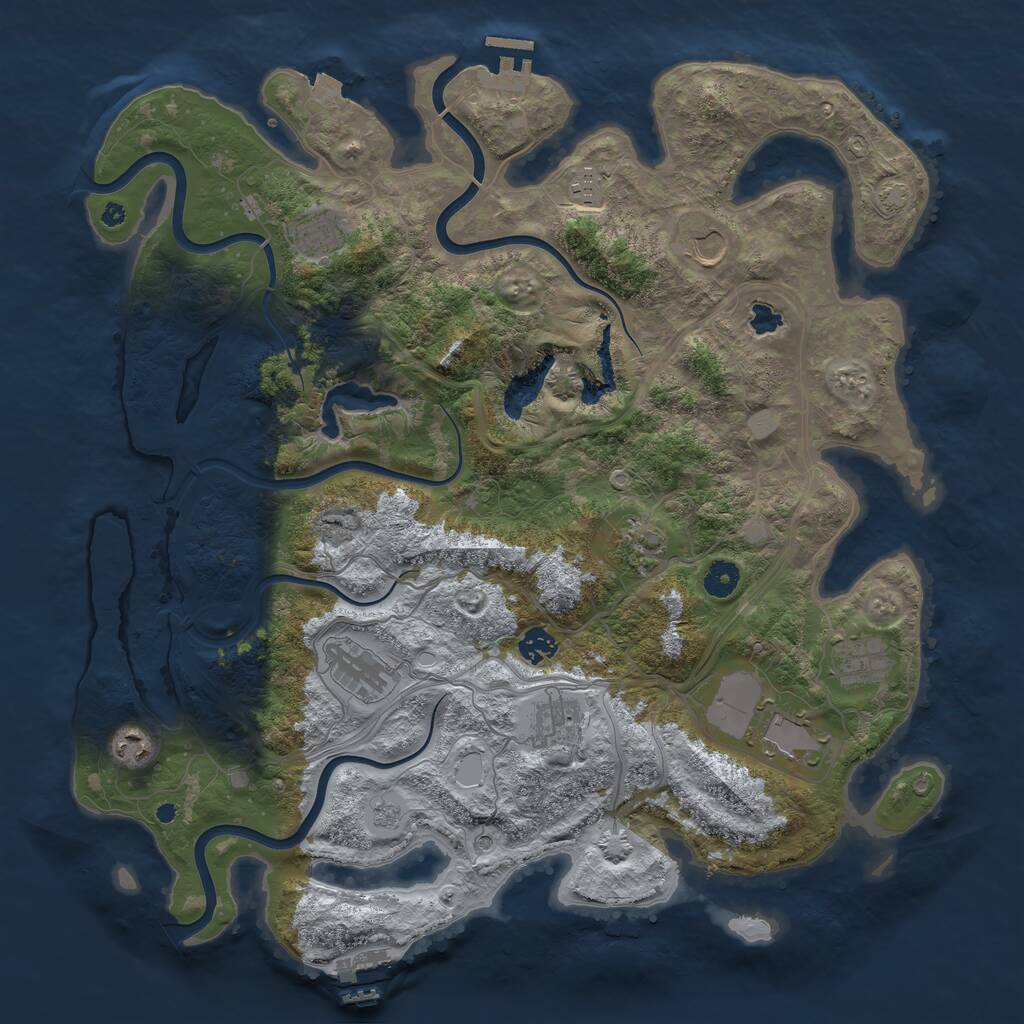 Rust Map: Procedural Map, Size: 4300, Seed: 214060706, 16 Monuments