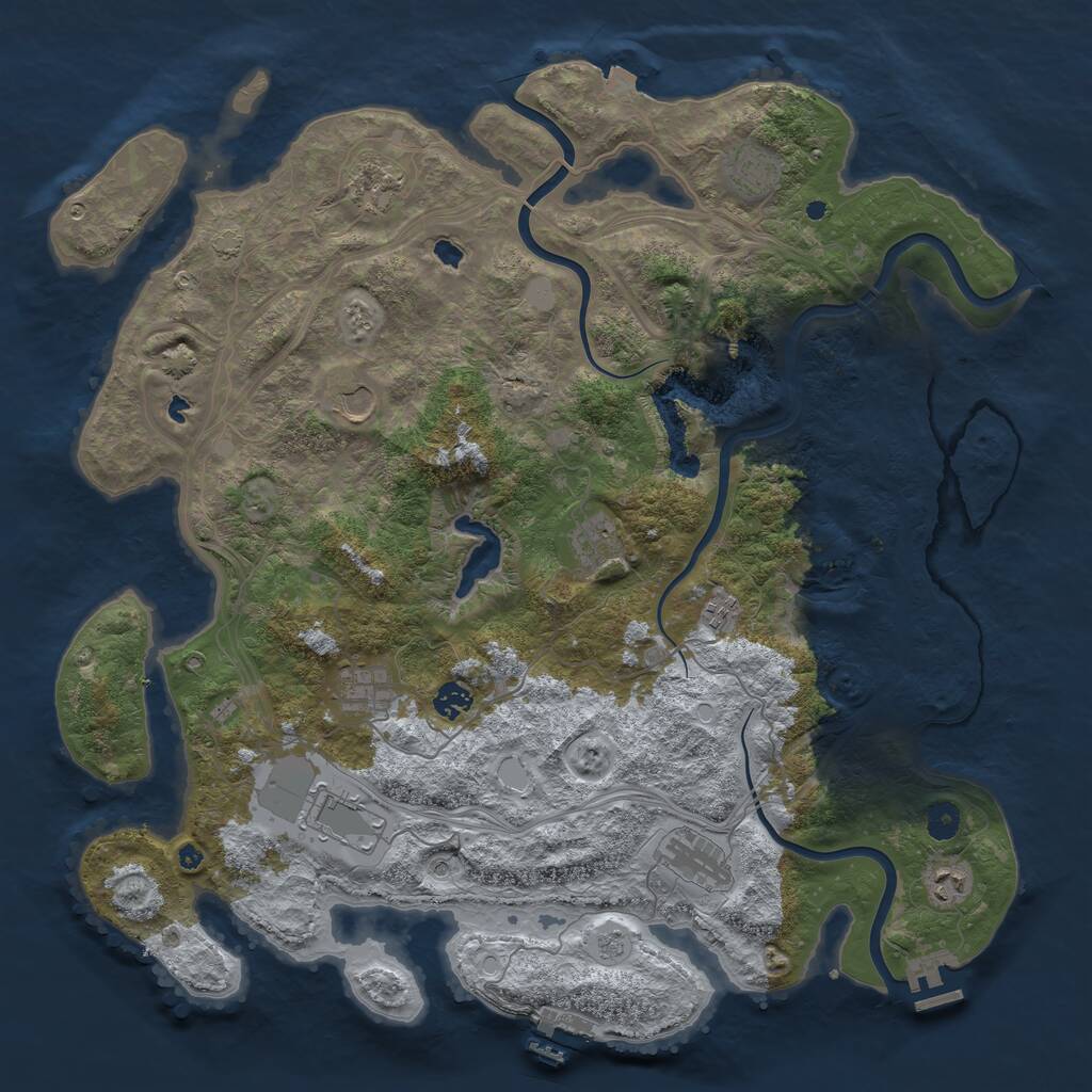 Rust Map: Procedural Map, Size: 4500, Seed: 578021651, 16 Monuments