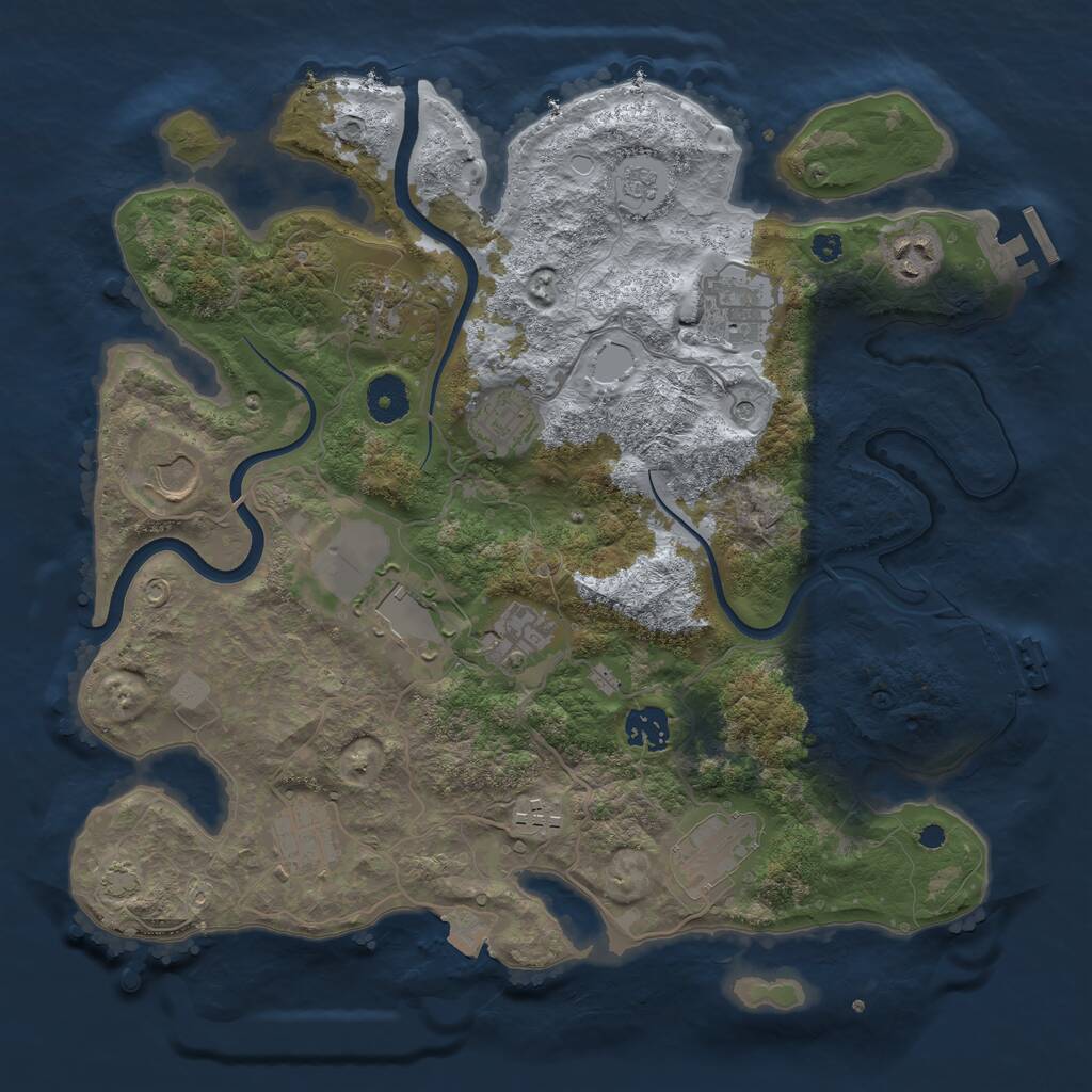 Rust Map: Procedural Map, Size: 3600, Seed: 1046984840, 17 Monuments