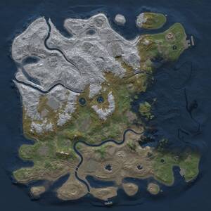 Thumbnail Rust Map: Procedural Map, Size: 4500, Seed: 24218925, 17 Monuments
