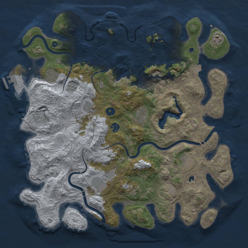 Rust Map: Procedural Map, Size: 4250, Seed: 667947415, 16 Monuments