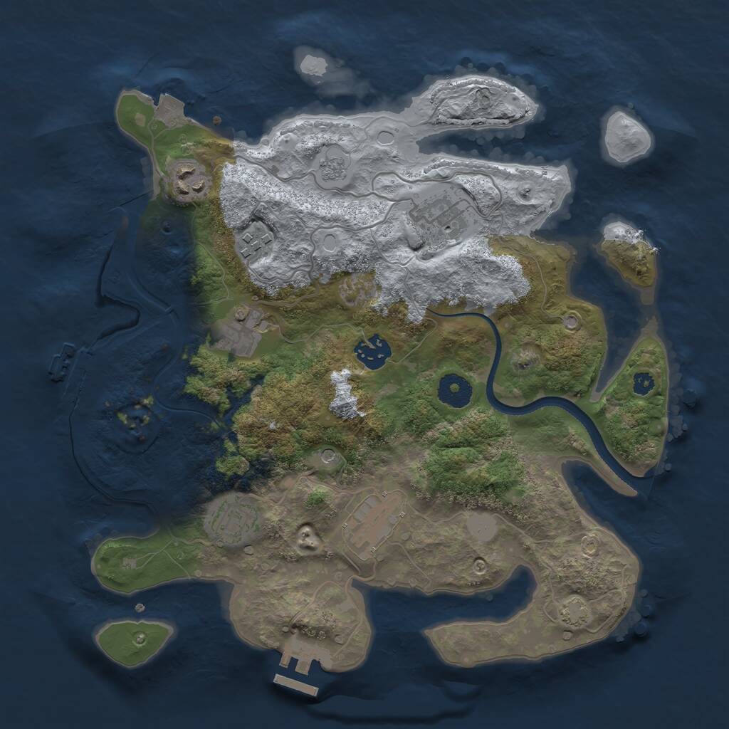 Rust Map: Procedural Map, Size: 3250, Seed: 1144768750, 13 Monuments
