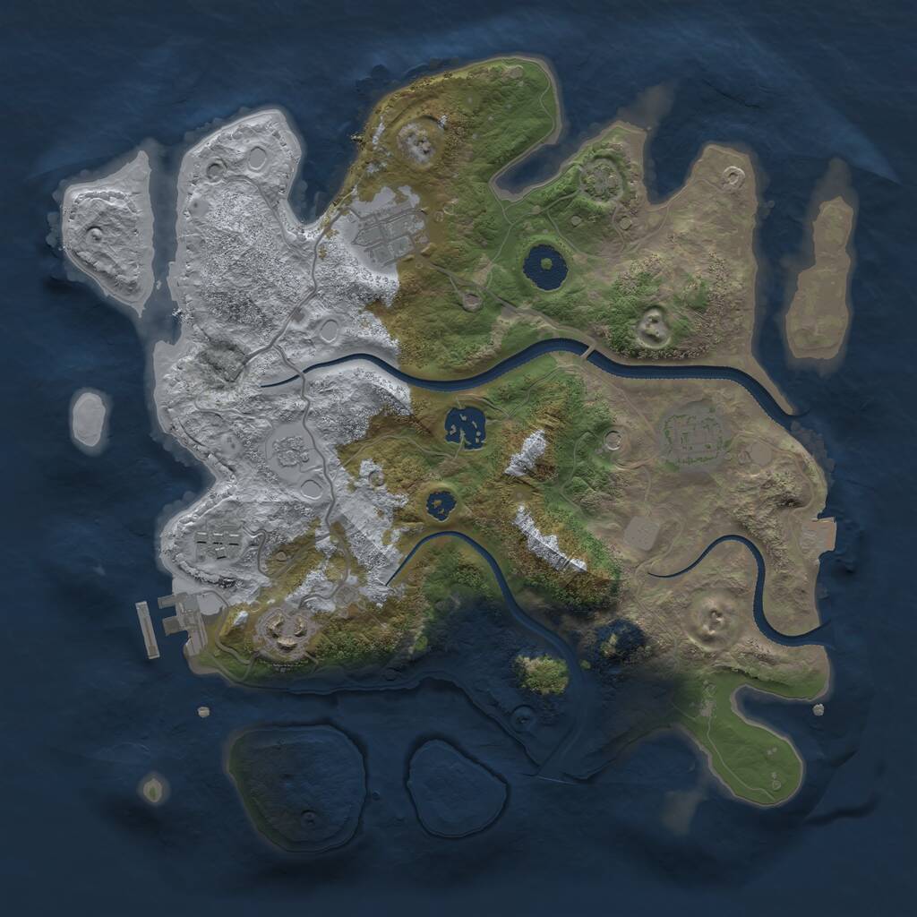 Rust Map: Procedural Map, Size: 3200, Seed: 954589710, 10 Monuments