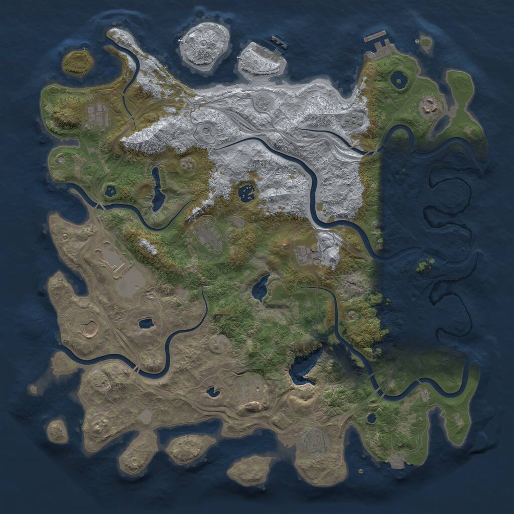 Rust Map: Procedural Map, Size: 4500, Seed: 3232444, 16 Monuments