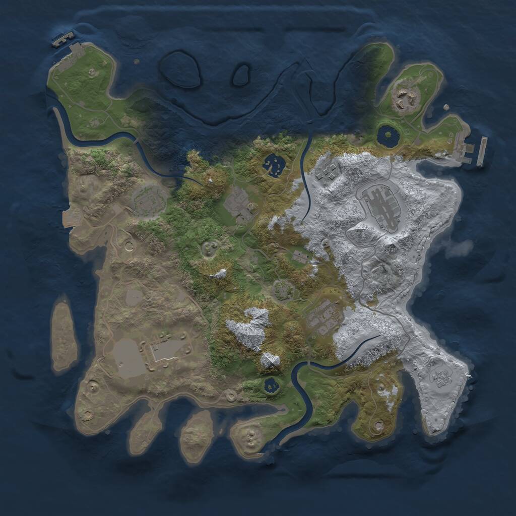 Rust Map: Procedural Map, Size: 3500, Seed: 348266, 14 Monuments