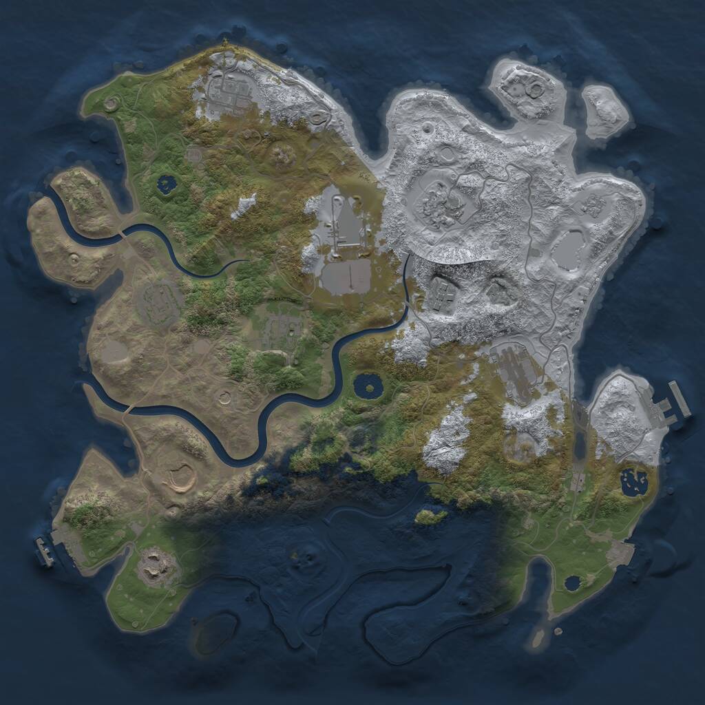 Rust Map: Procedural Map, Size: 3700, Seed: 1881901946, 16 Monuments