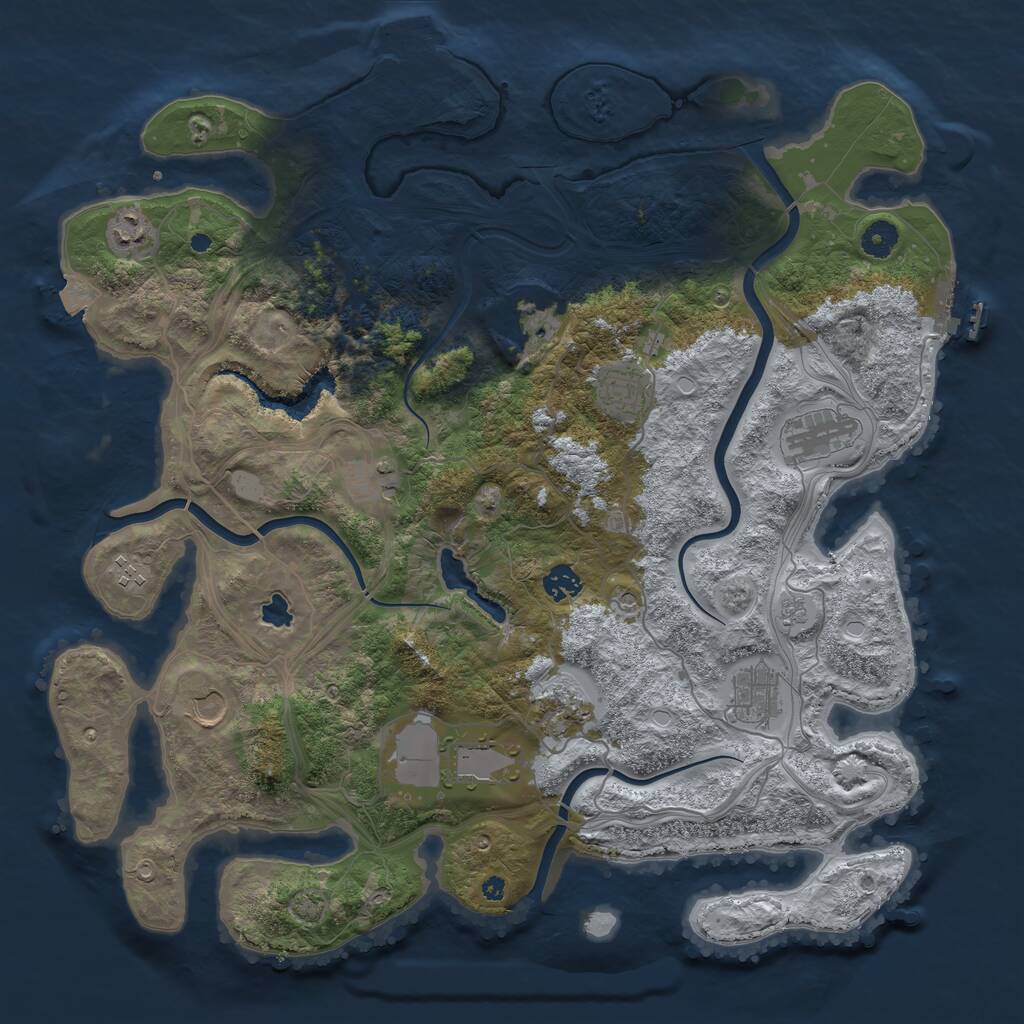 Rust Map: Procedural Map, Size: 4250, Seed: 520952349, 17 Monuments