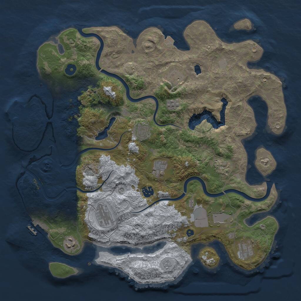 Rust Map: Procedural Map, Size: 4000, Seed: 40862141, 16 Monuments
