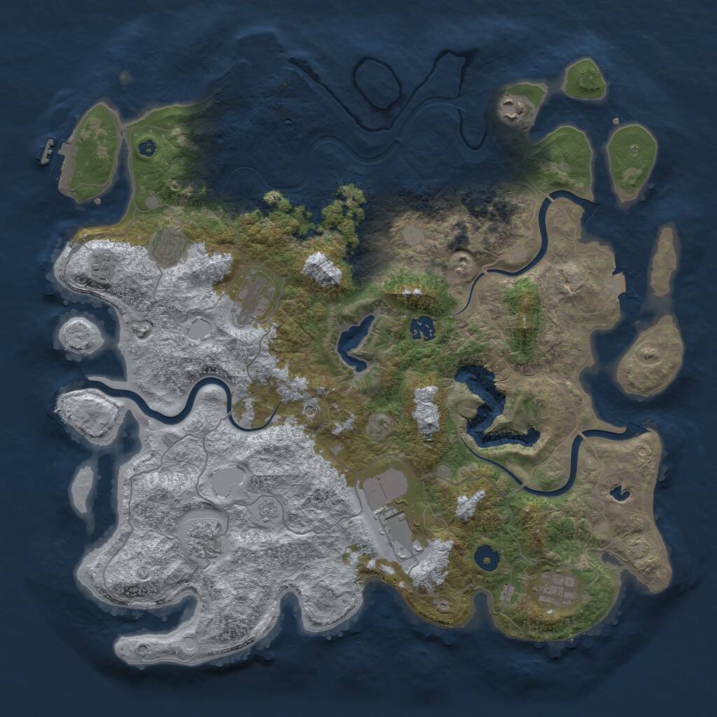 Rust Map: Procedural Map, Size: 4200, Seed: 991726668, 14 Monuments