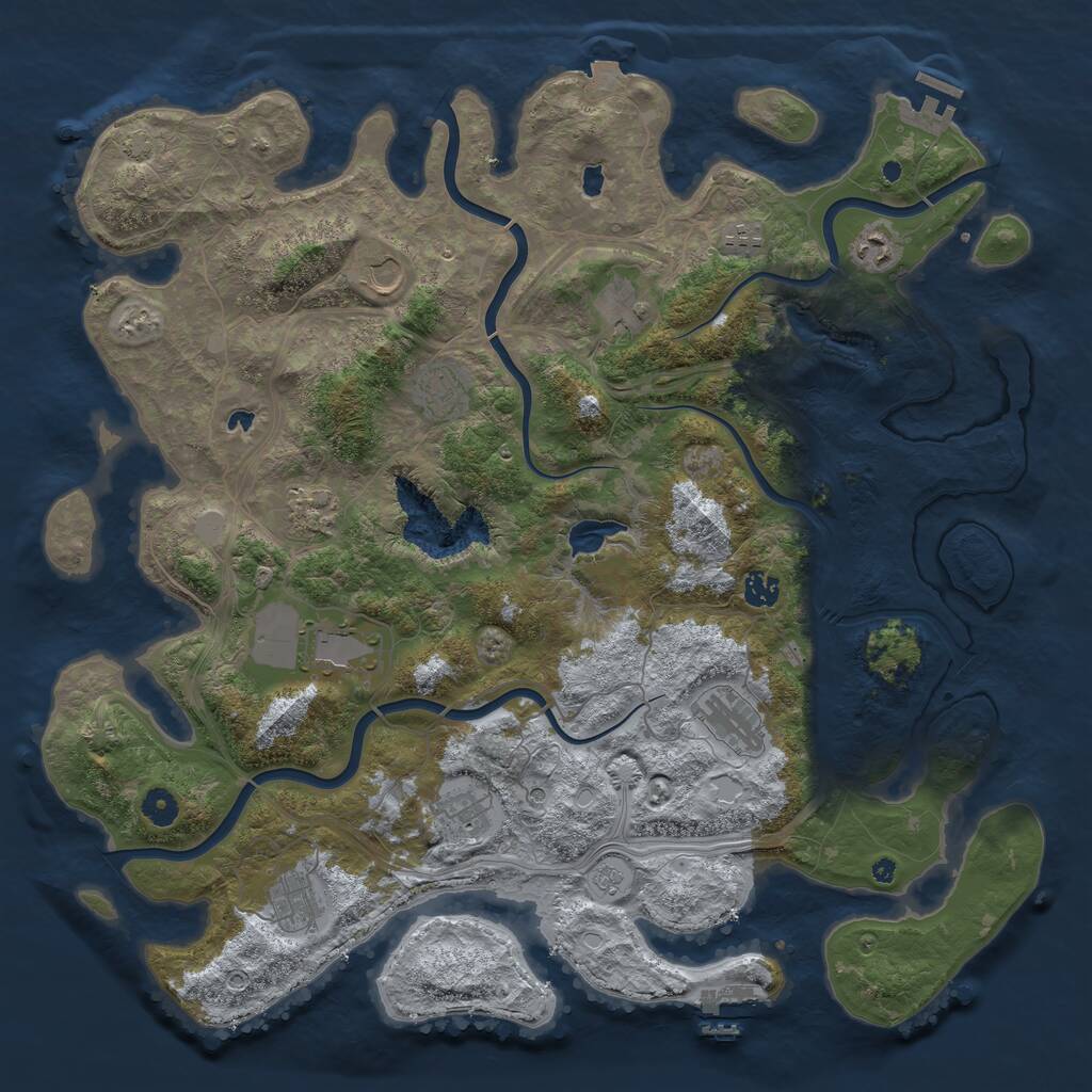 Rust Map: Procedural Map, Size: 4500, Seed: 129348993, 17 Monuments