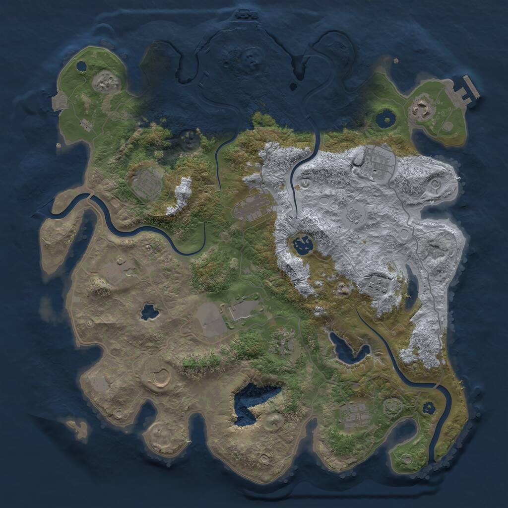 Rust Map: Procedural Map, Size: 4000, Seed: 1516188587, 17 Monuments