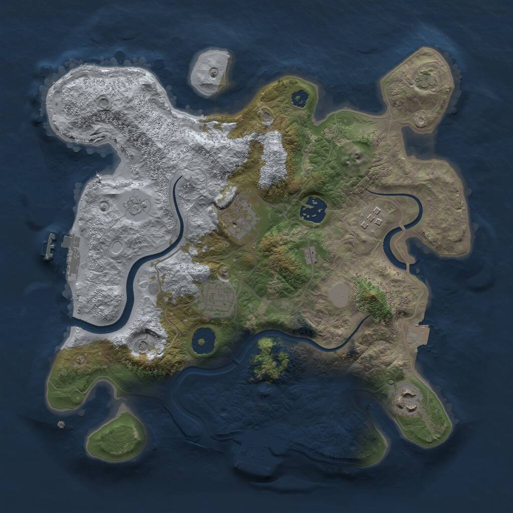 Rust Map: Procedural Map, Size: 3000, Seed: 545230403, 11 Monuments