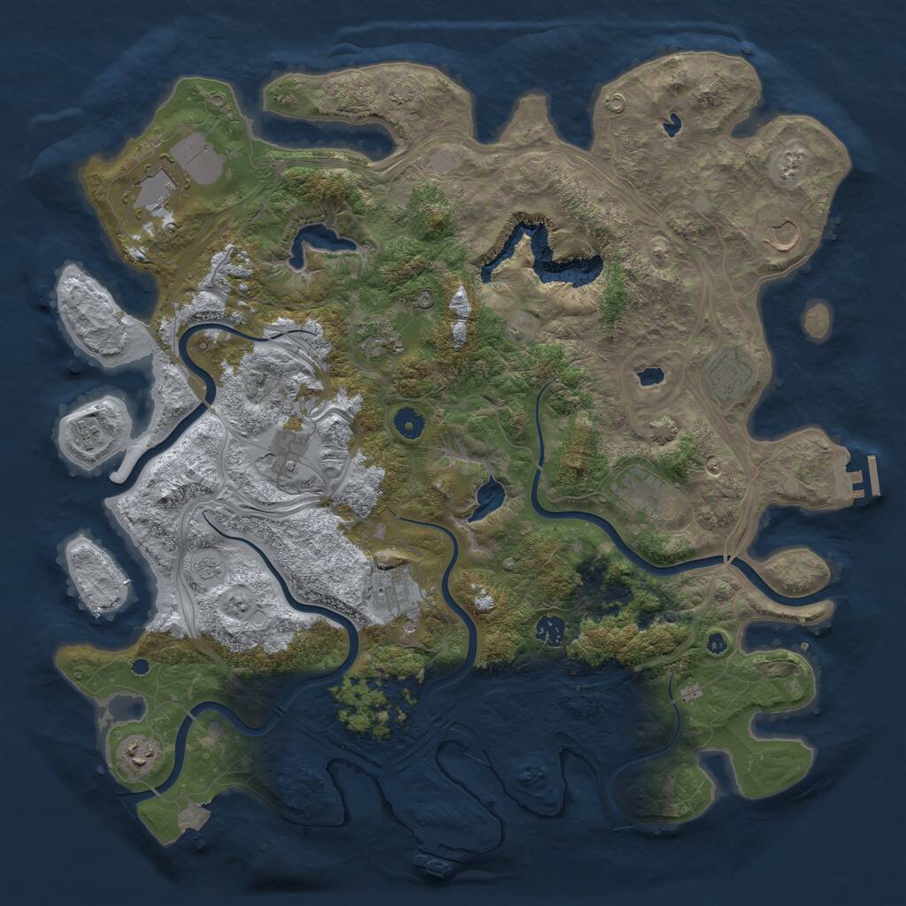 Rust Map: Procedural Map, Size: 4500, Seed: 1115499317, 16 Monuments