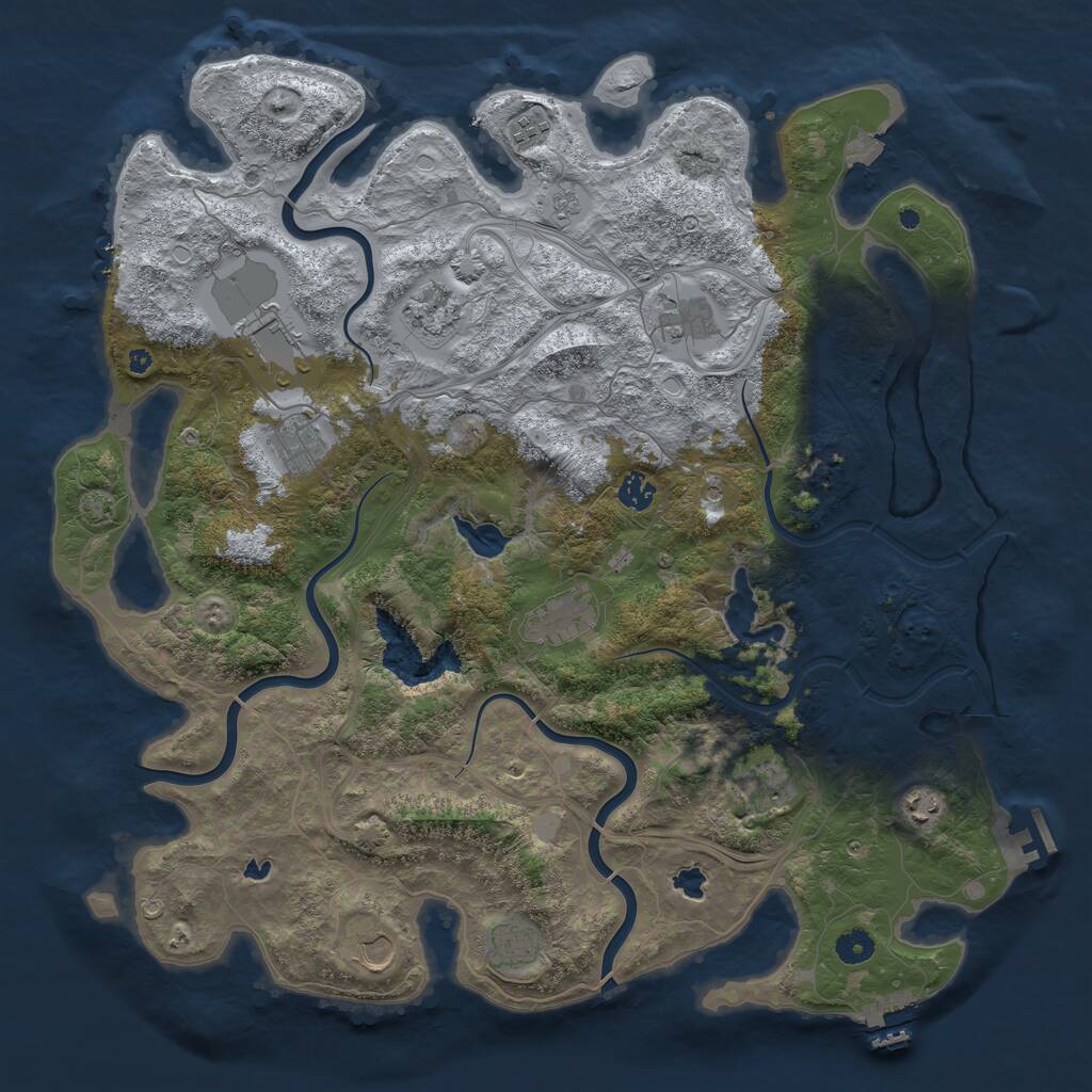 Rust Map: Procedural Map, Size: 4500, Seed: 585304181, 17 Monuments