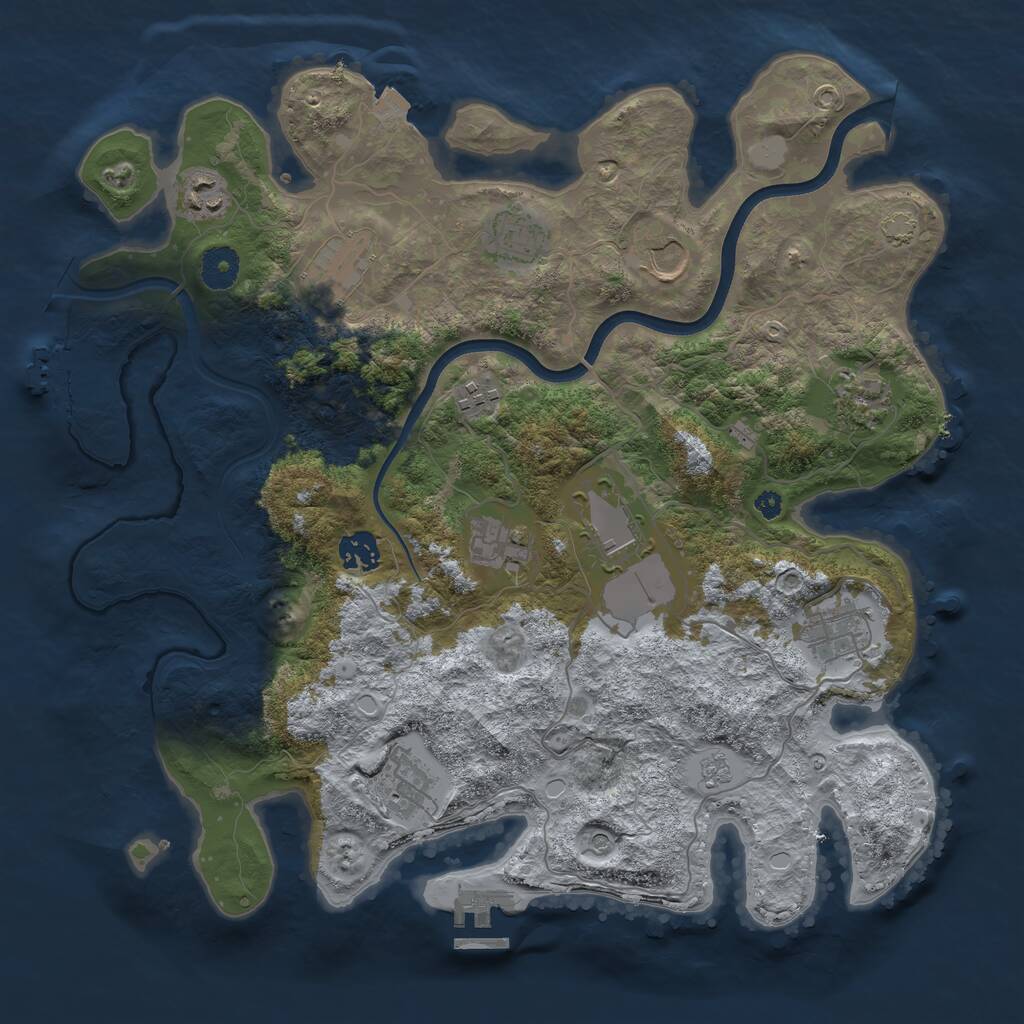Rust Map: Procedural Map, Size: 3750, Seed: 1528675309, 17 Monuments