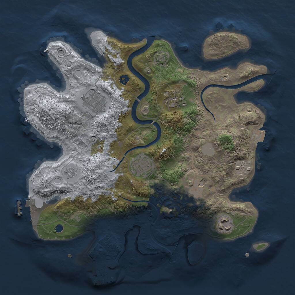 Rust Map: Procedural Map, Size: 3000, Seed: 5703826, 12 Monuments