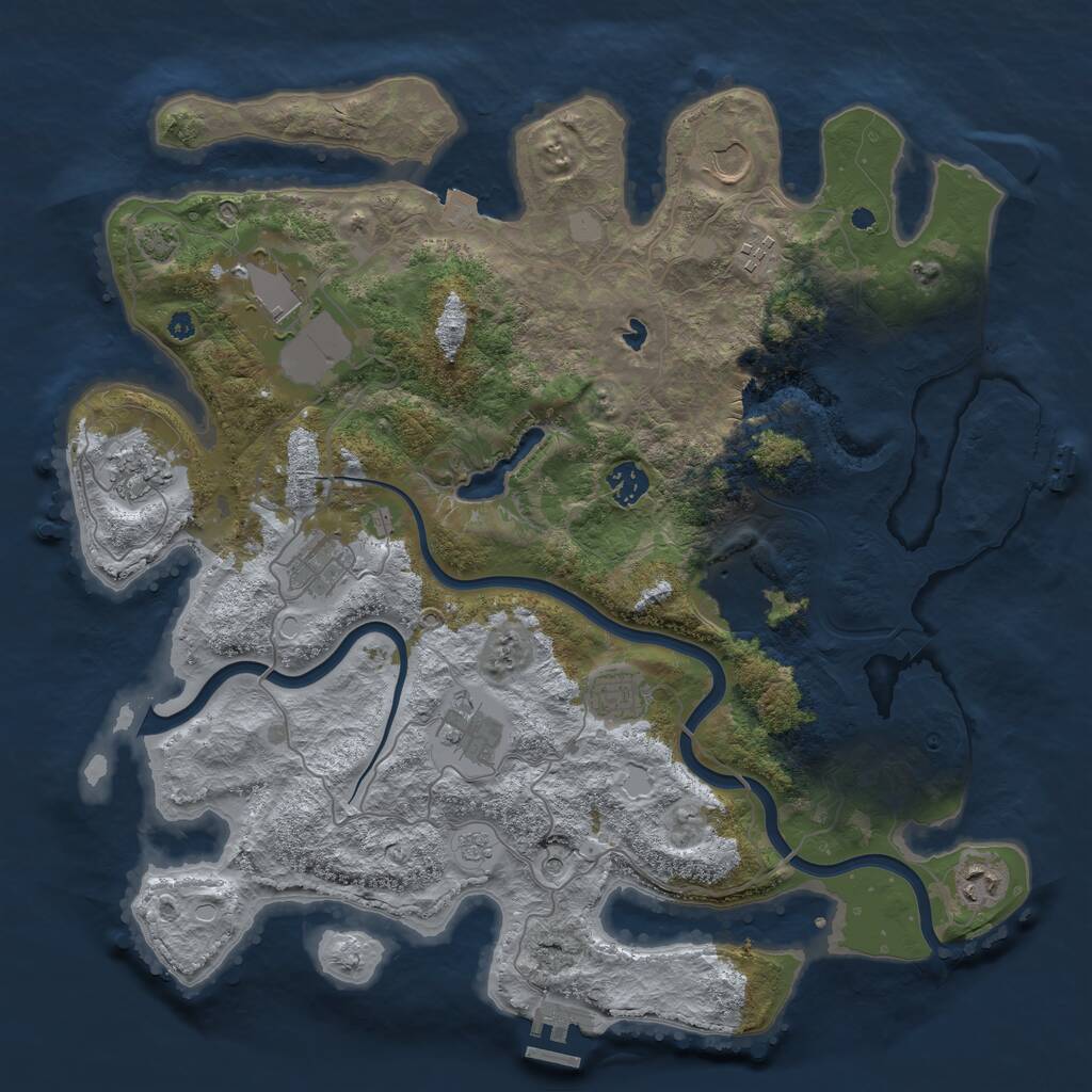 Rust Map: Procedural Map, Size: 4000, Seed: 323405798, 16 Monuments