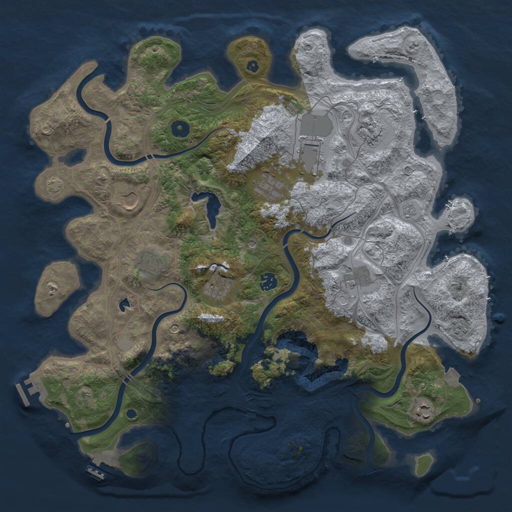 Rust Map: Procedural Map, Size: 4300, Seed: 496122452, 16 Monuments