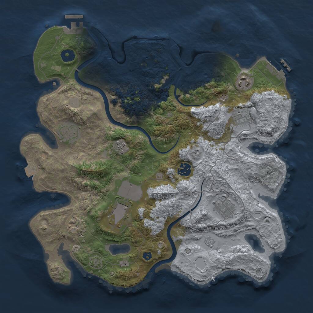 Rust Map: Procedural Map, Size: 3500, Seed: 231171966, 14 Monuments