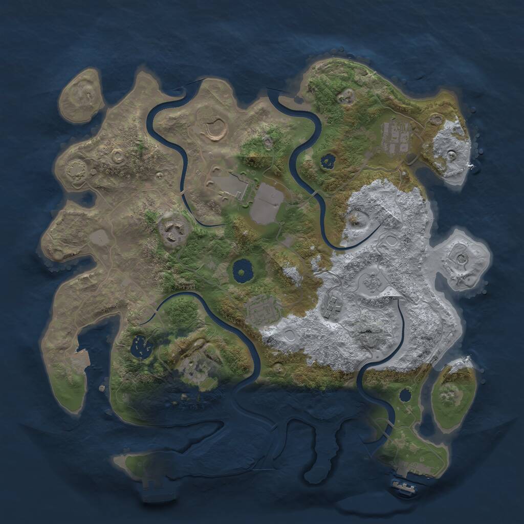 Rust Map: Procedural Map, Size: 3500, Seed: 1579440962, 14 Monuments