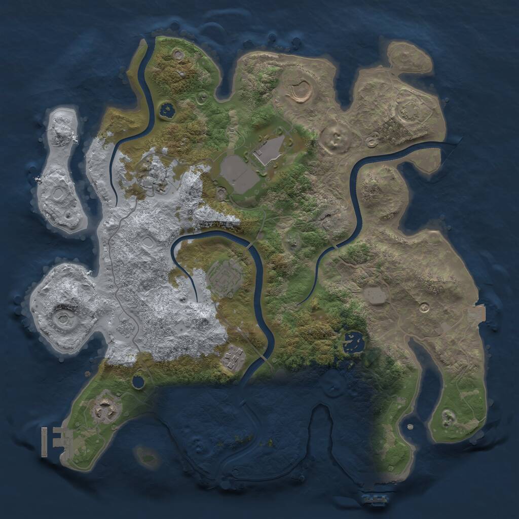 Rust Map: Procedural Map, Size: 3500, Seed: 1123377772, 13 Monuments