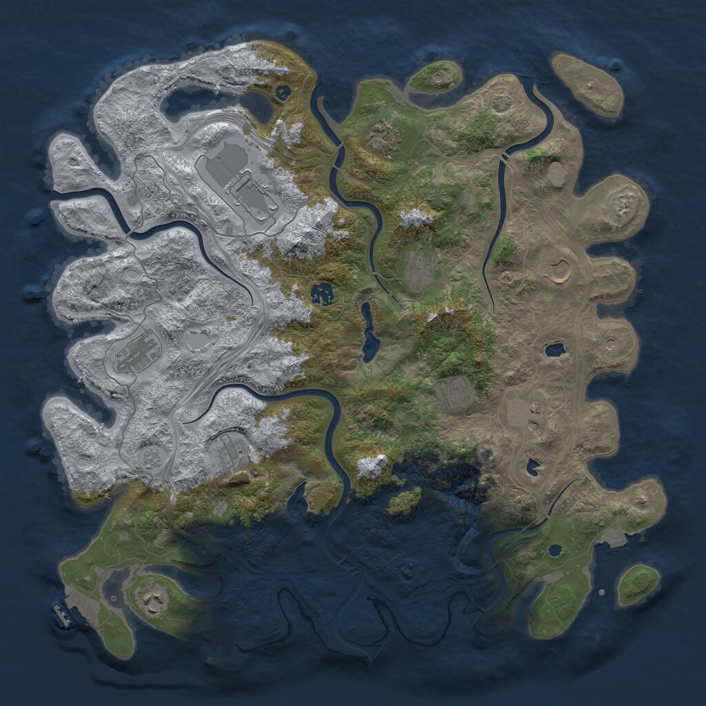 Rust Map: Procedural Map, Size: 4500, Seed: 2105459049, 17 Monuments