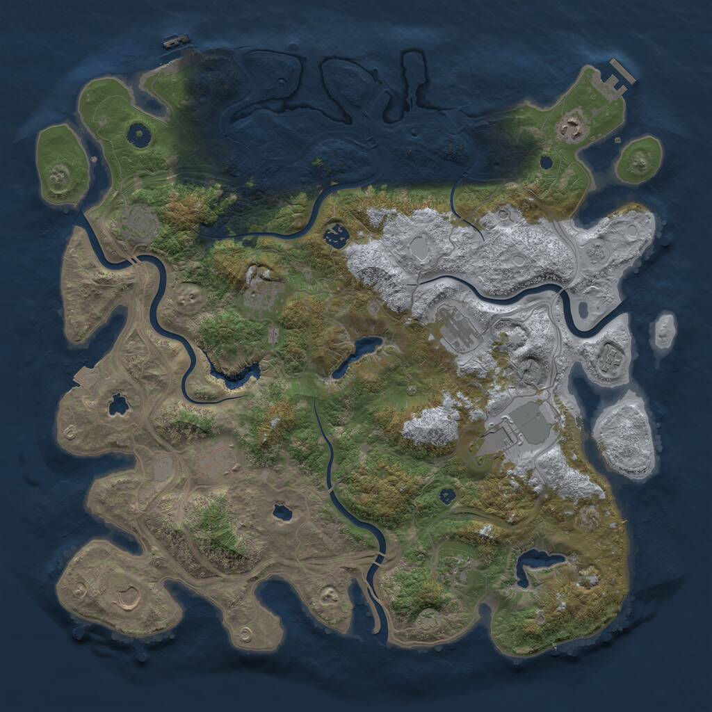 Rust Map: Procedural Map, Size: 4500, Seed: 865645378, 16 Monuments