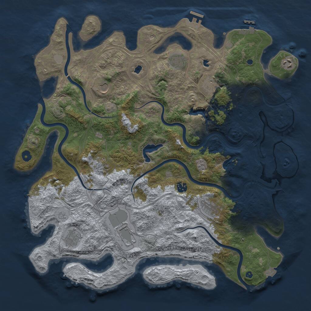 Rust Map: Procedural Map, Size: 4500, Seed: 377735989, 16 Monuments