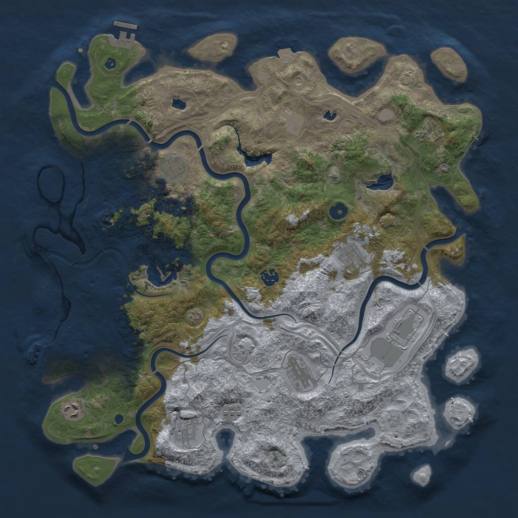 Rust Map: Procedural Map, Size: 4500, Seed: 648250, 16 Monuments