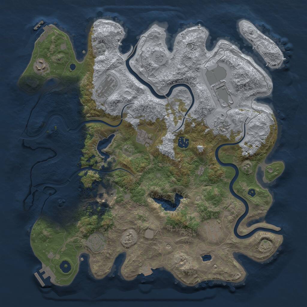 Rust Map: Procedural Map, Size: 4000, Seed: 1995614685, 16 Monuments