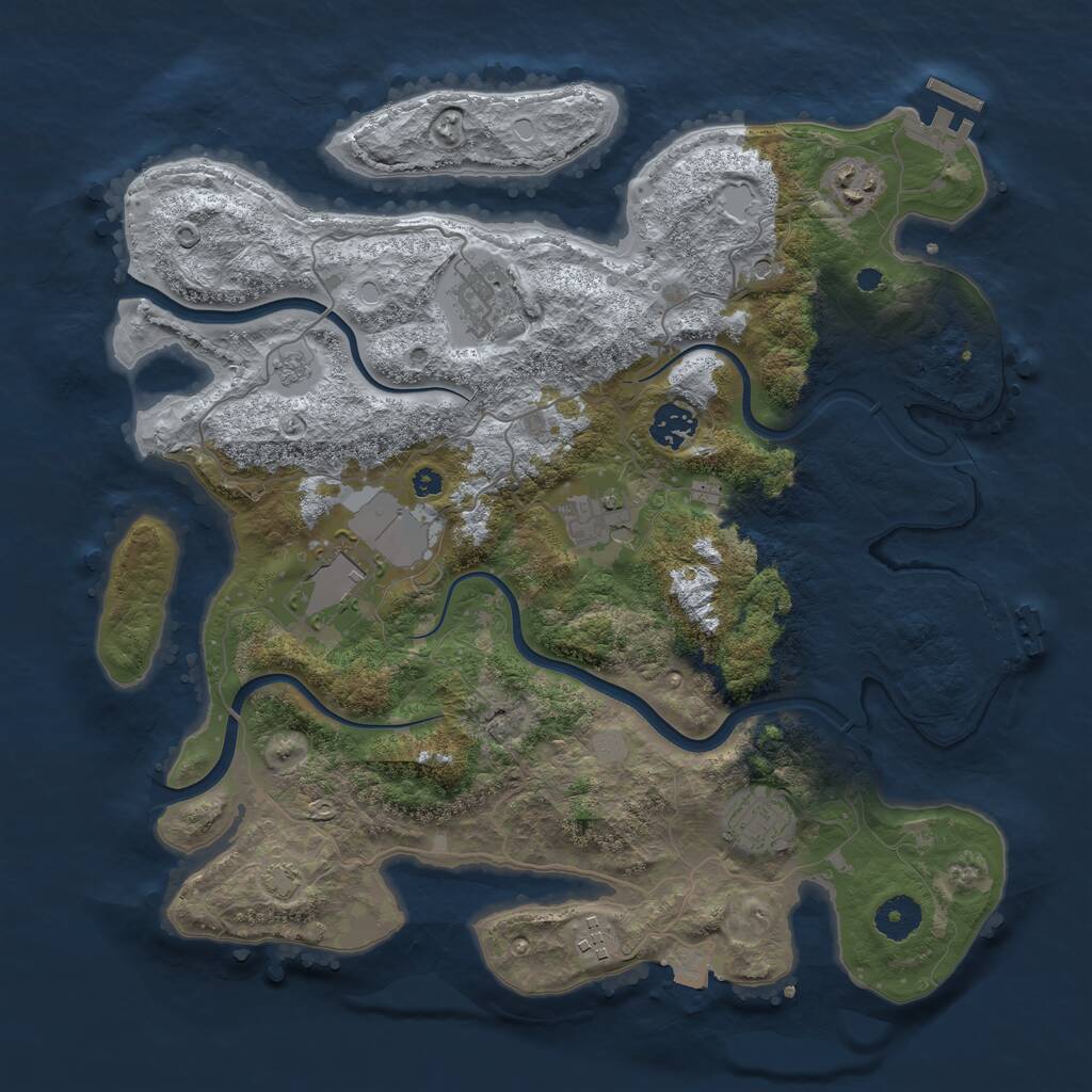 Rust Map: Procedural Map, Size: 3700, Seed: 185633355, 13 Monuments
