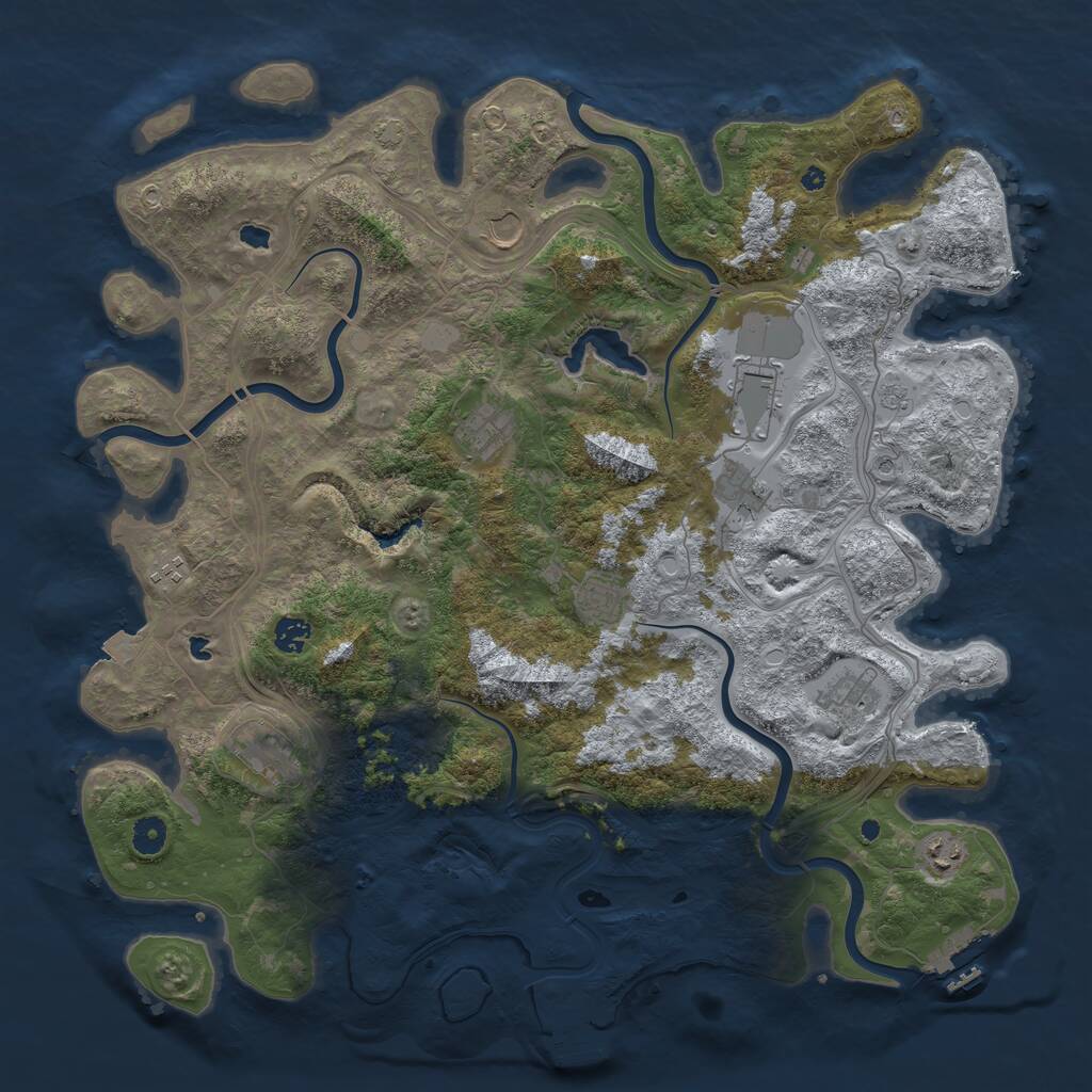 Rust Map: Procedural Map, Size: 4500, Seed: 780961260, 16 Monuments