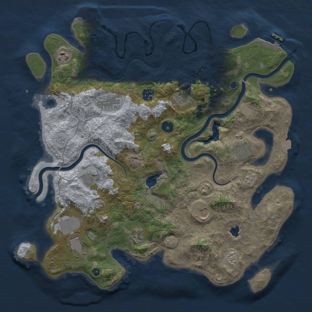 Rust Map: Procedural Map, Size: 4000, Seed: 1564436338, 16 Monuments
