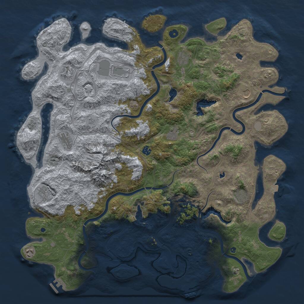Rust Map: Procedural Map, Size: 5176, Seed: 12343, 17 Monuments