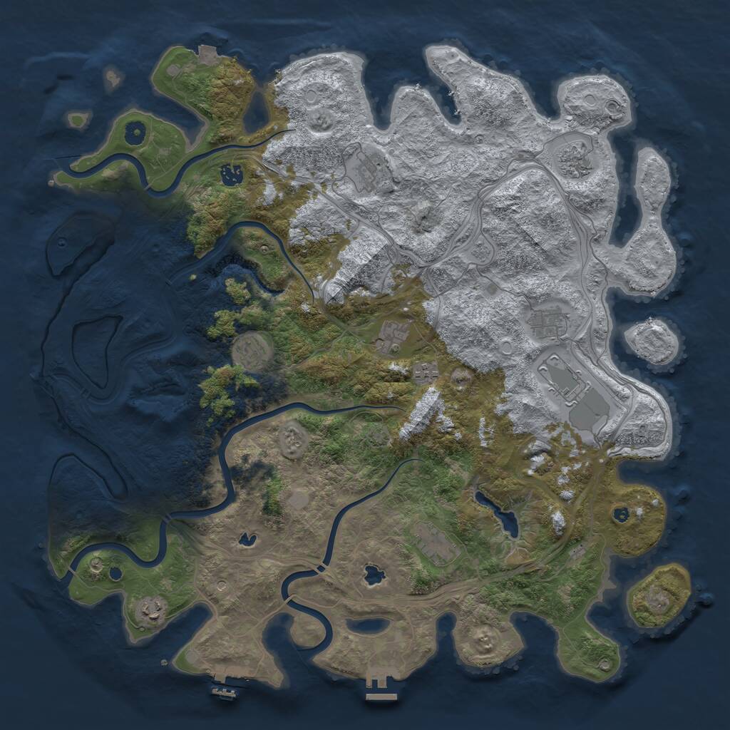Rust Map: Procedural Map, Size: 4750, Seed: 300045525, 16 Monuments