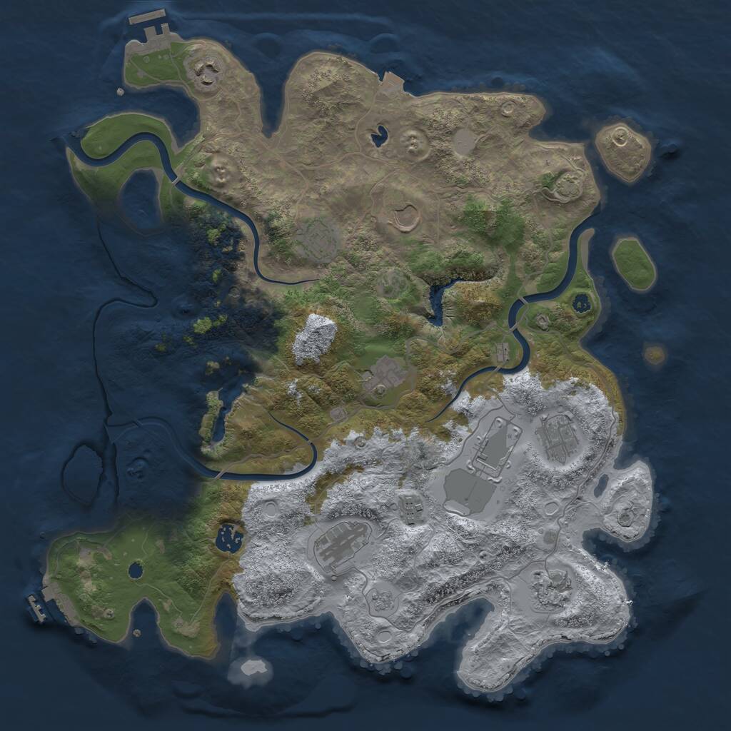 Rust Map: Procedural Map, Size: 4000, Seed: 1642198721, 16 Monuments