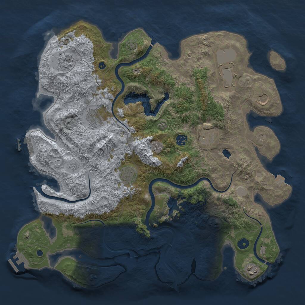 Rust Map: Procedural Map, Size: 4100, Seed: 301042658, 15 Monuments
