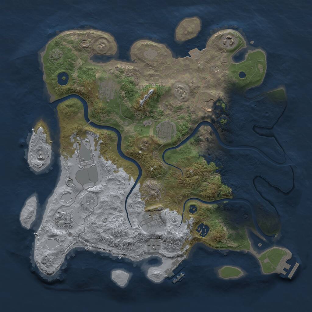 Rust Map: Procedural Map, Size: 3700, Seed: 1263932275, 15 Monuments