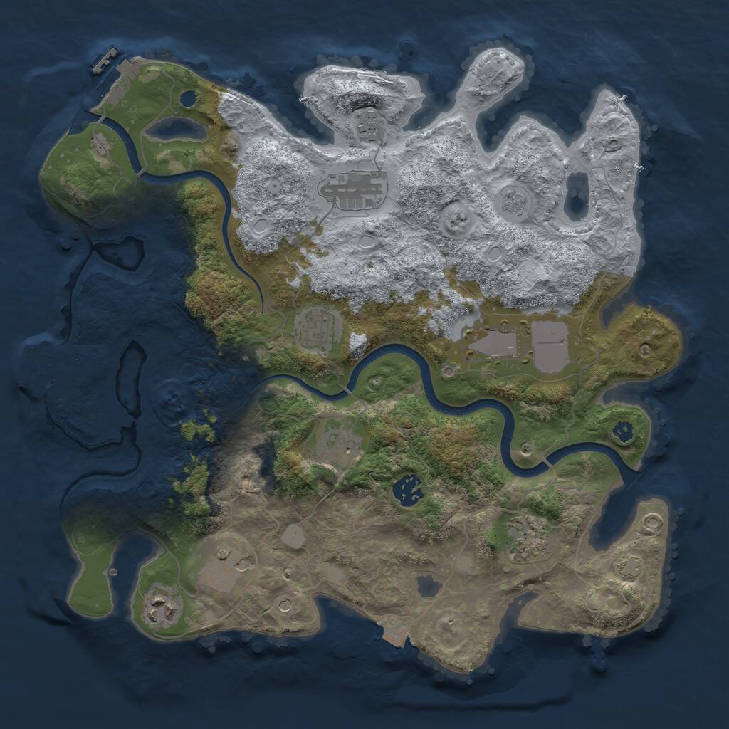 Rust Map: Procedural Map, Size: 3600, Seed: 734116229, 15 Monuments