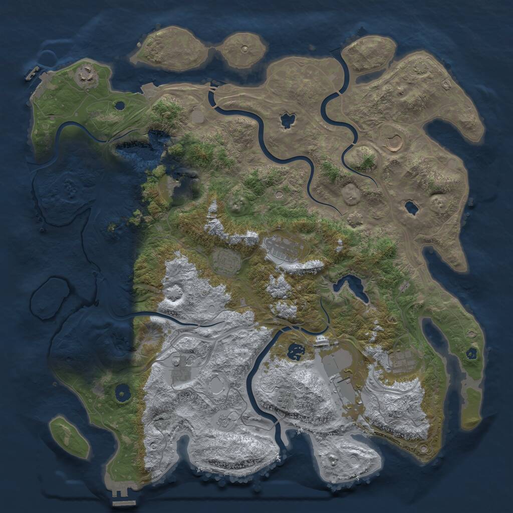 Rust Map: Procedural Map, Size: 4500, Seed: 1111031881, 16 Monuments