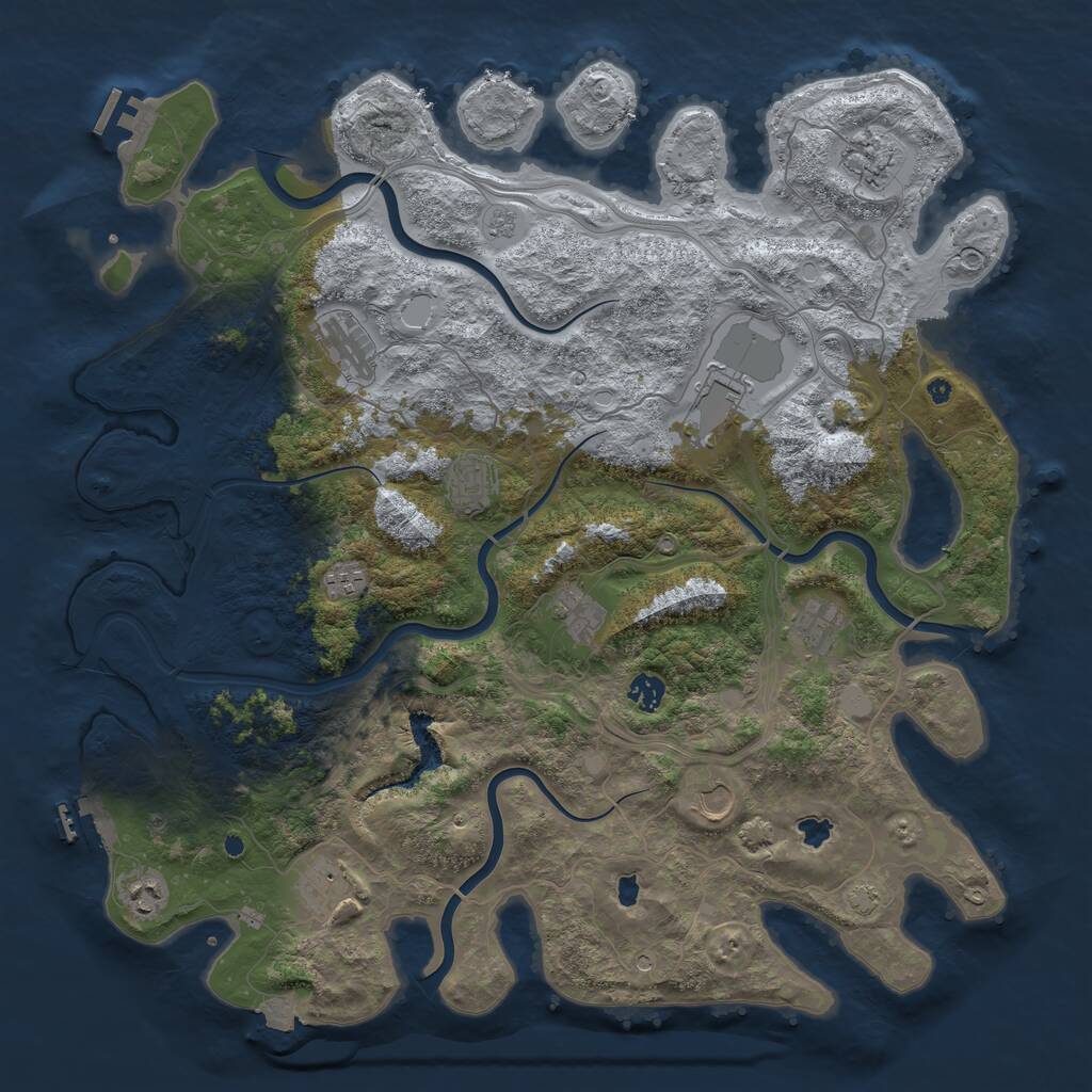 Rust Map: Procedural Map, Size: 4500, Seed: 1750158021, 17 Monuments