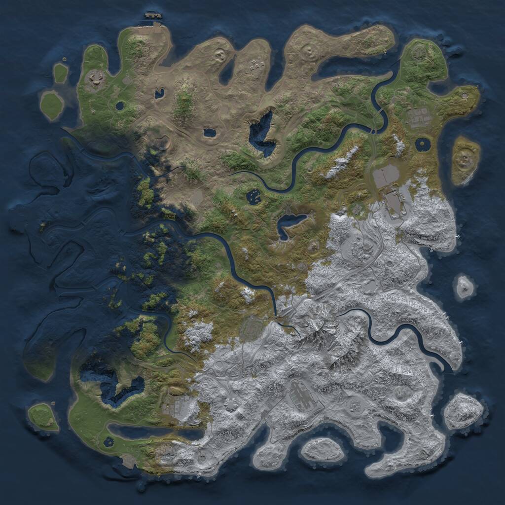 Rust Map: Procedural Map, Size: 5000, Seed: 756945, 16 Monuments