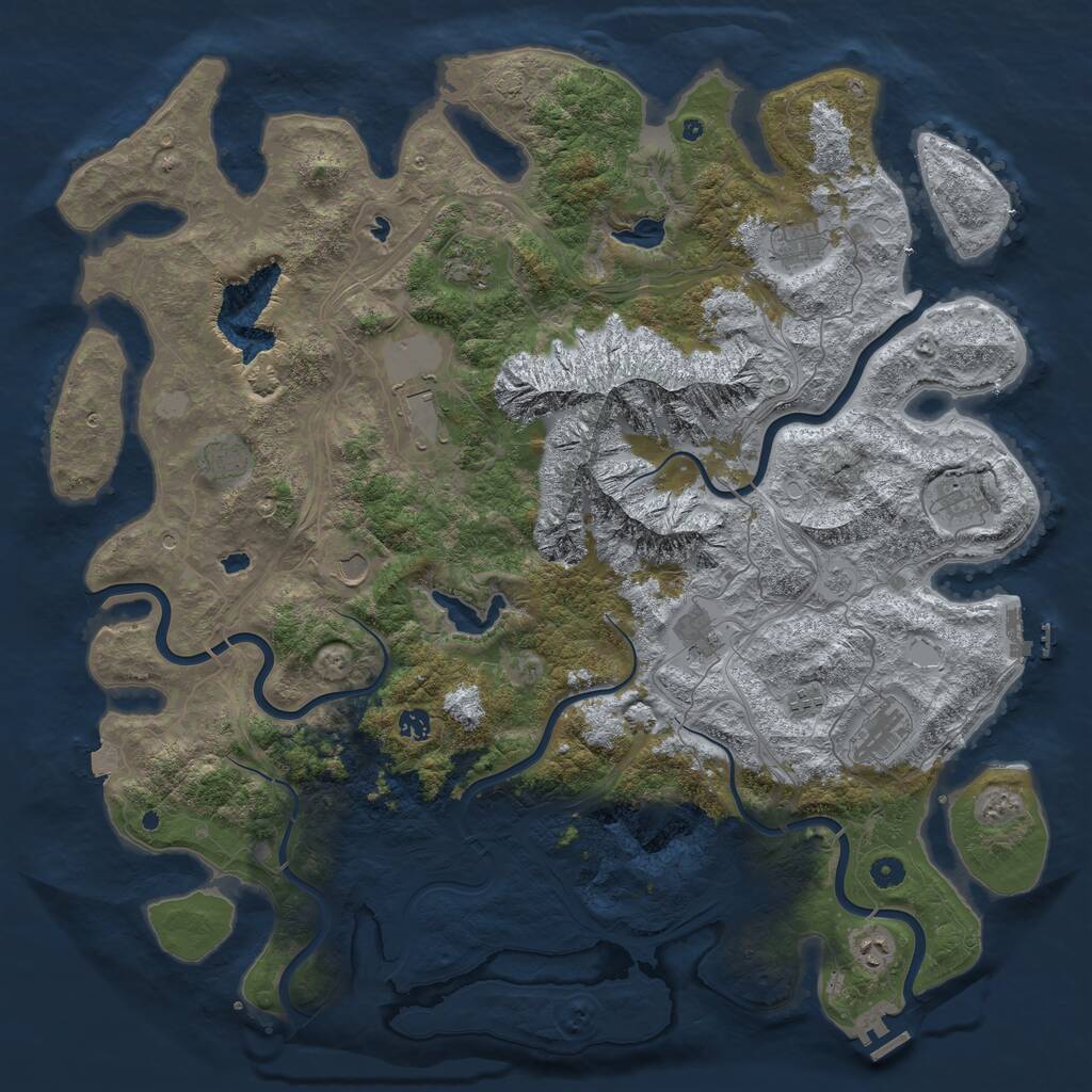 Rust Map: Procedural Map, Size: 5000, Seed: 1796028166, 17 Monuments