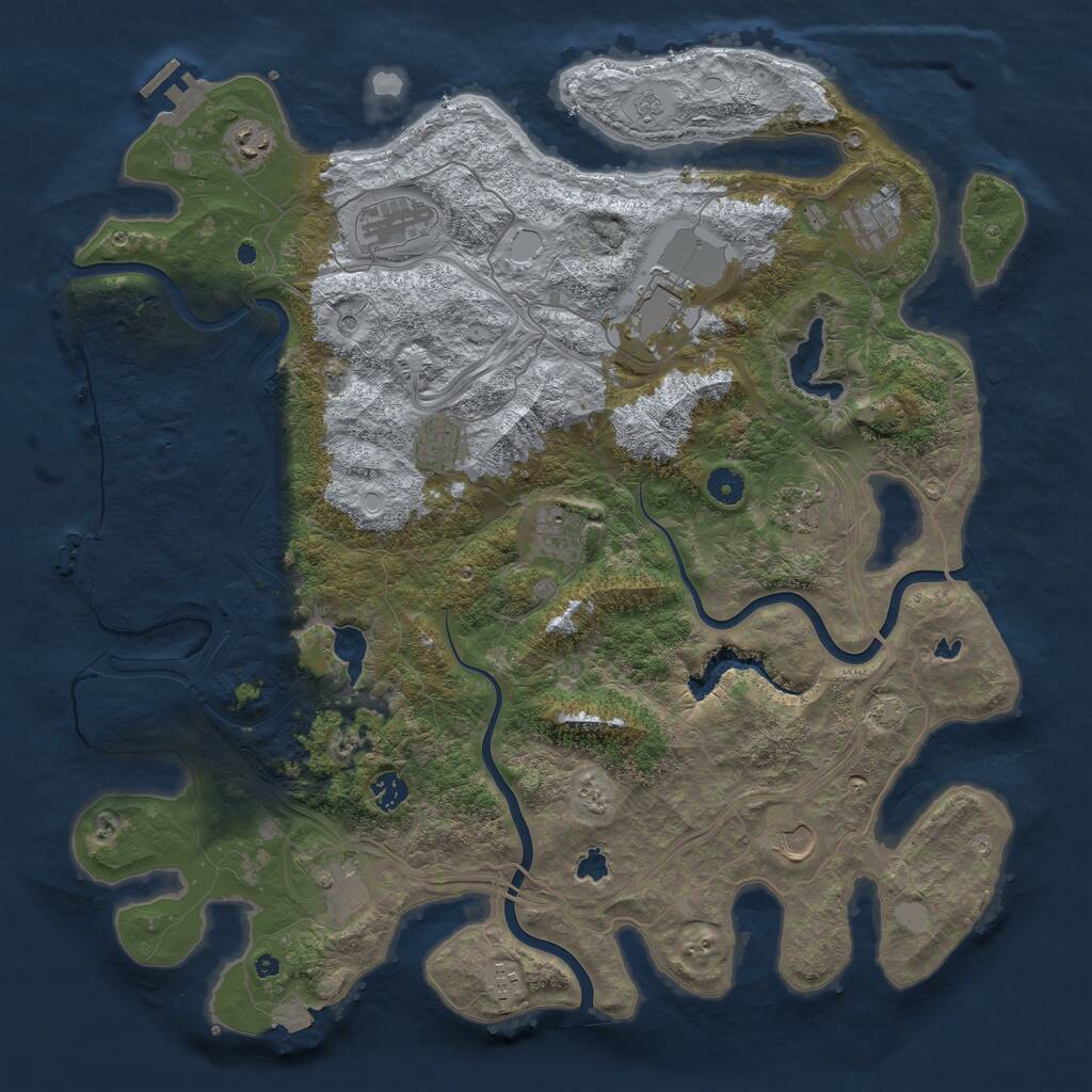 Rust Map: Procedural Map, Size: 4500, Seed: 933677493, 17 Monuments