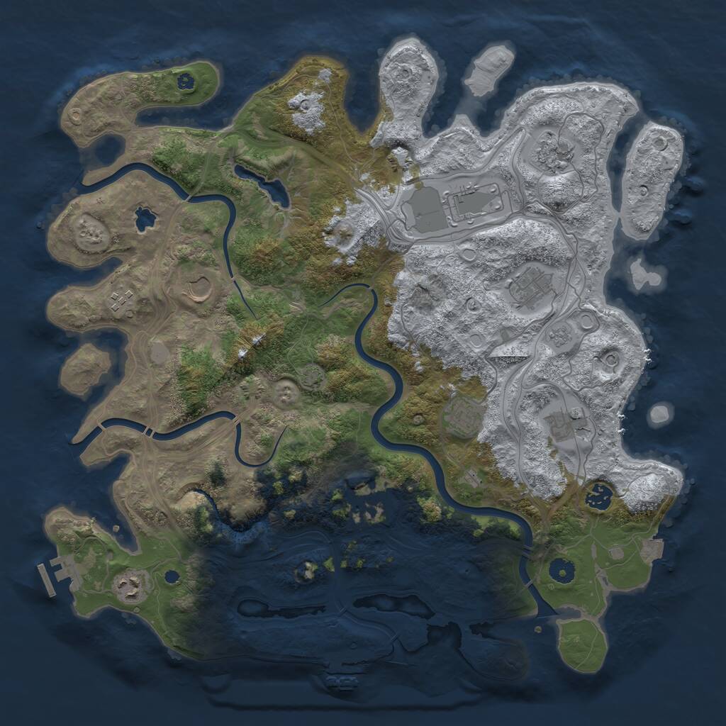 Rust Map: Procedural Map, Size: 4250, Seed: 1087779075, 16 Monuments